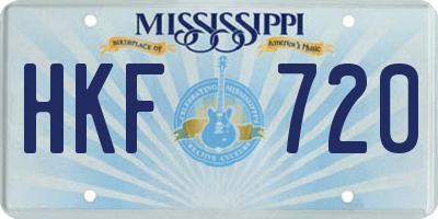 MS license plate HKF720