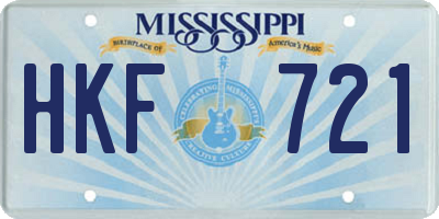 MS license plate HKF721