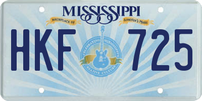MS license plate HKF725