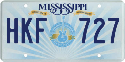 MS license plate HKF727