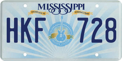 MS license plate HKF728