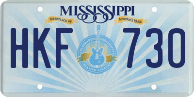 MS license plate HKF730