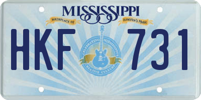 MS license plate HKF731
