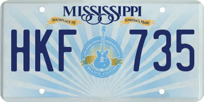 MS license plate HKF735