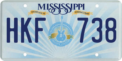 MS license plate HKF738