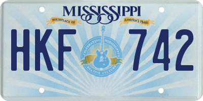 MS license plate HKF742