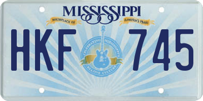 MS license plate HKF745