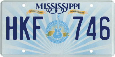 MS license plate HKF746