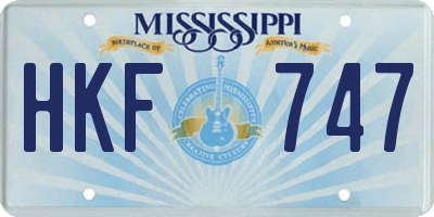MS license plate HKF747