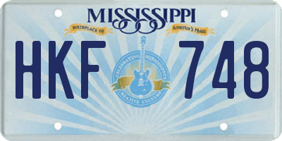 MS license plate HKF748