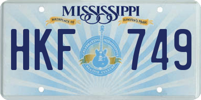 MS license plate HKF749