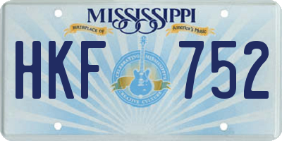 MS license plate HKF752