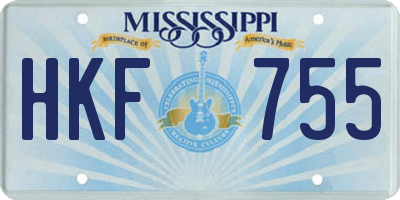 MS license plate HKF755