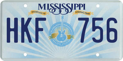 MS license plate HKF756