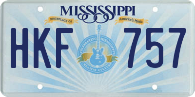 MS license plate HKF757