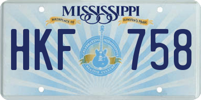 MS license plate HKF758
