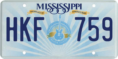 MS license plate HKF759
