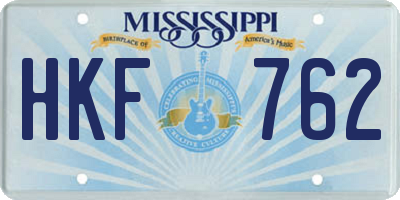 MS license plate HKF762