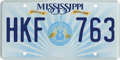 MS license plate HKF763