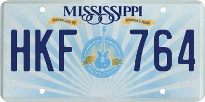 MS license plate HKF764