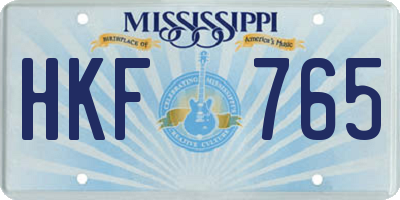 MS license plate HKF765