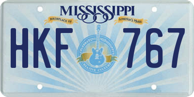 MS license plate HKF767