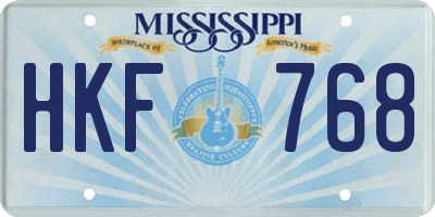 MS license plate HKF768