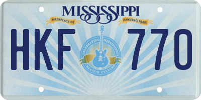MS license plate HKF770