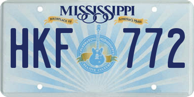 MS license plate HKF772