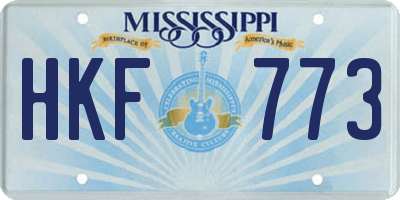 MS license plate HKF773