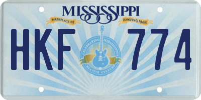 MS license plate HKF774