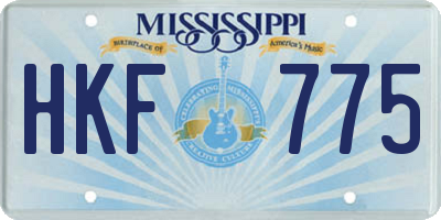 MS license plate HKF775