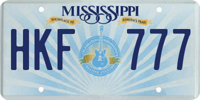 MS license plate HKF777