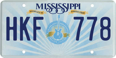 MS license plate HKF778