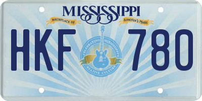 MS license plate HKF780