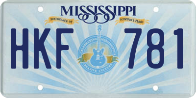 MS license plate HKF781
