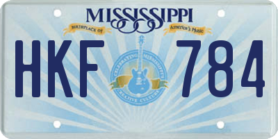 MS license plate HKF784