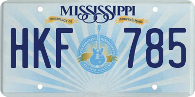 MS license plate HKF785