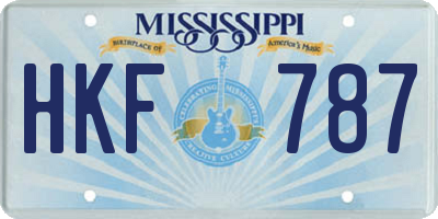 MS license plate HKF787