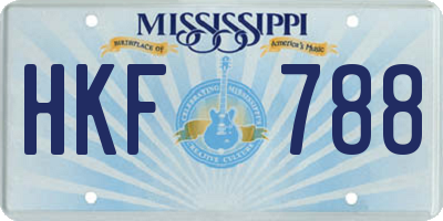 MS license plate HKF788