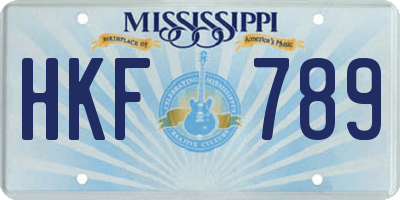 MS license plate HKF789