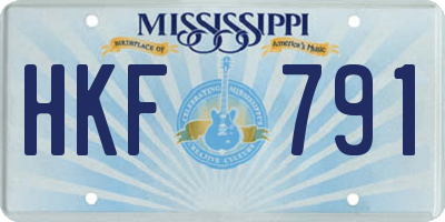 MS license plate HKF791