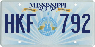 MS license plate HKF792