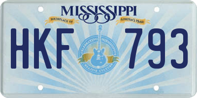MS license plate HKF793
