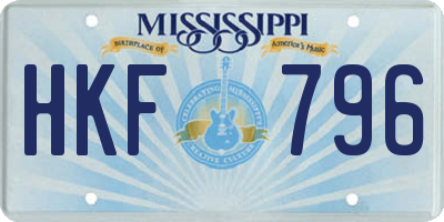 MS license plate HKF796