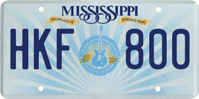 MS license plate HKF800