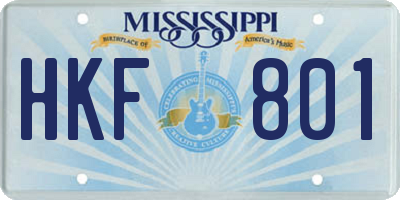 MS license plate HKF801