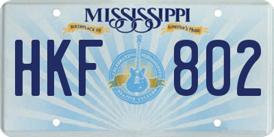 MS license plate HKF802