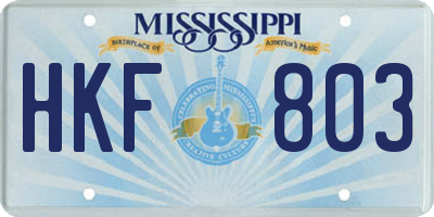 MS license plate HKF803