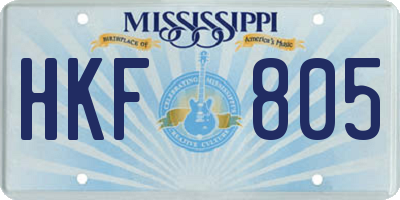MS license plate HKF805